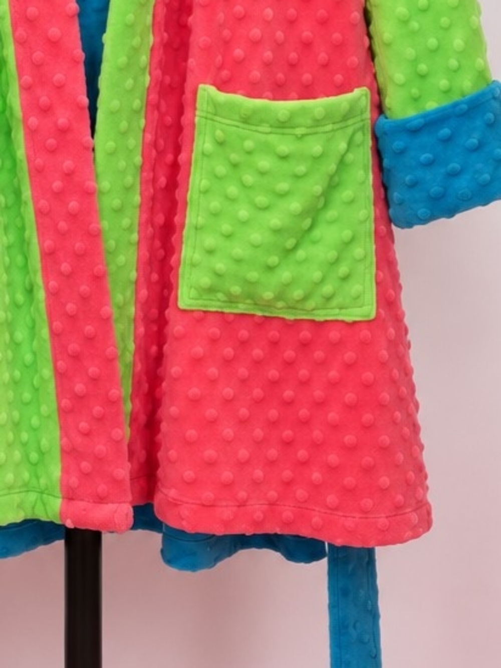 Fat Rat Family Colorblock Minky Dot Hooded Robe - Size Large Hard To Fine - Picture 7 of 12